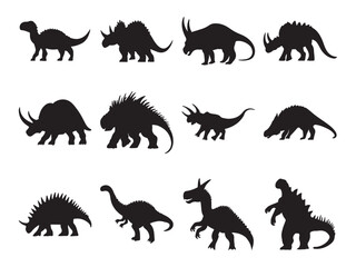 Set of armored herbivores silhouette