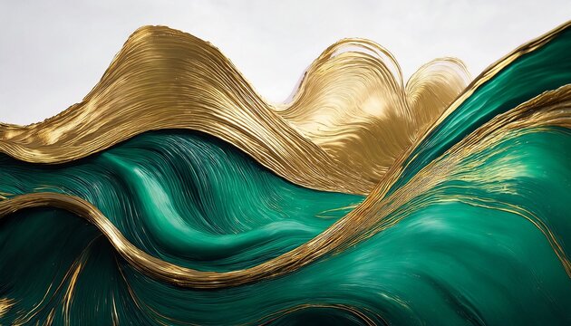 emerald and gold abstract waves