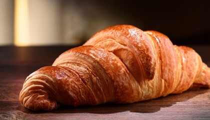 croissant on wooden table