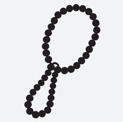 a set of prayer beads silhouette vector art illustration, rosary beads on white background