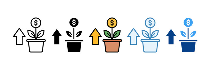 Financial Growth  Icon Set Multiple Style Collection