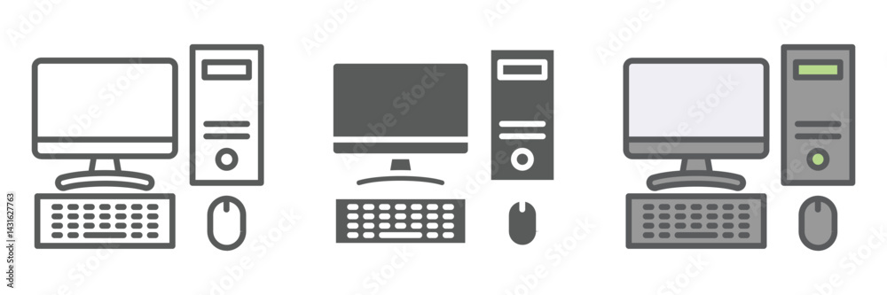 Poster computer icons set – vector illustrations in multiple styles