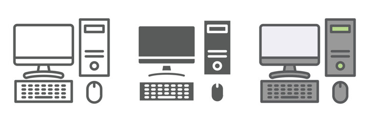 Computer Icons Set – Vector Illustrations in Multiple Styles