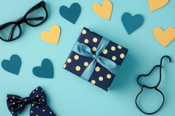 Father's day gift ideas present box tie hearts glasses celebration love dad happy holiday best dad ever