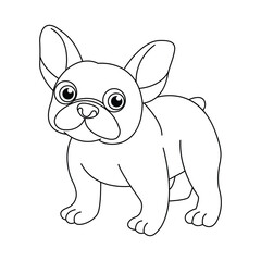 French bulldog  hand drawn coloring page line artwork for kids