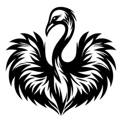 Majestic swan displaying its large wings in a tribal tattoo style design