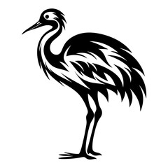 Elegant Black and White Stork Silhouette Vector Illustration for Decorative Purposes
