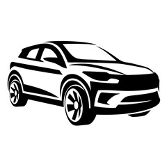 Sleek and Stylish Black and White Vector Illustration of a Modern Car