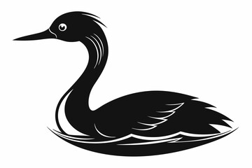 grebe sihouette black vector