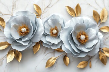 A wabi-sabi bas-relief portrays hydrangeas using stucco