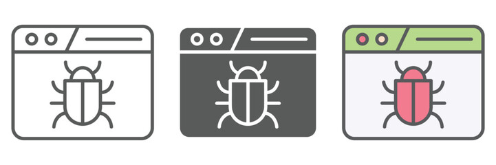 Debugging Icons Set – Vector Illustrations in Multiple Styles