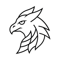griffin head sharp angular line art vector