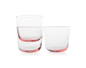 Three empty clean glasses isolated on white