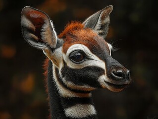 A Portrait of a Young Okapi:  The Unique Beauty and Mysterious Nature of the Forest Giraffe, Exploring its Stripes, Habitat, and Conservation Efforts