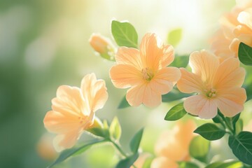 Fototapeta premium Peach blossoms glow softly in the gentle light of spring Floral beauty in nature