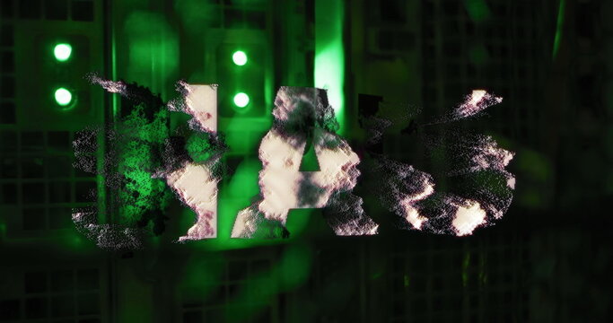 Uah symbol spinning against computer server room in background - Powered by Adobe