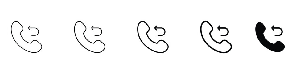 Obraz premium Set of 5 pixel perfect Call back icon with 1 unexpanded, 1 silhouette, call back icon, representing return communication and phone contact in a modern vector style