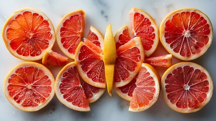 butterfly segments arranged into a vibrant Grapefruit