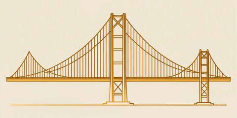 Fototapeta premium Golden Gate Bridge Line Art Illustration - Iconic San Francisco Landmark
