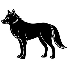 black and white wolf silhouette