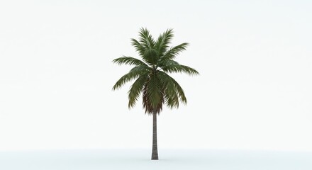 Obraz premium Lush Green Palm Tree Isolated on White Background Tropical Paradise Imagery