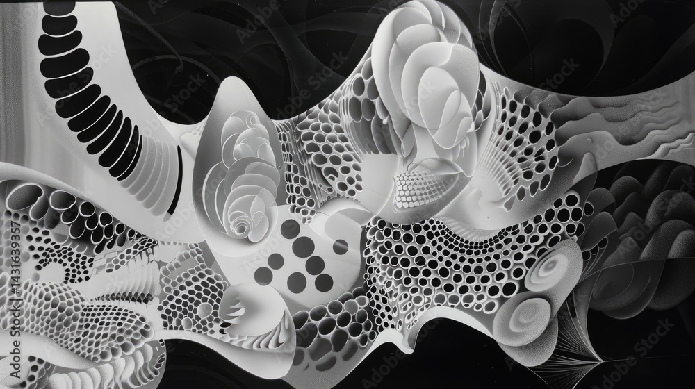 Poster abstract black and white light patterns. abstract background image of white circle overlap with blac