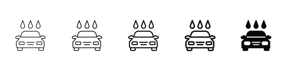 Fototapeta premium Set of 5 pixel perfect carwash icon with 1 unexpanded, 1 silhouette, editable carwash icon, symbolizing vehicle cleaning, service, and maintenance in a bright vector format