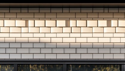 Fototapeta premium Modern facade with light-illuminated tiles