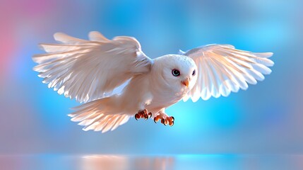 Obraz premium White owl in flight