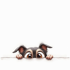Curious Puppy Peeking Over a Blank Surface