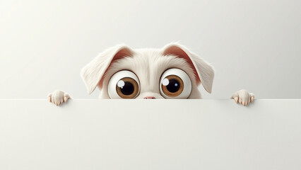 Curious Puppy Peeking Over a Blank Surface