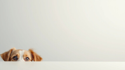 Curious Puppy Peeking Over a Blank Surface