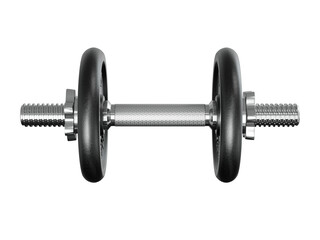 Cast Iron Black Adjustable Dumbbell, weightlifting gym equipment, side view. Png clipart isolated on transparent background