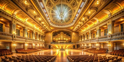 Fototapeta premium Grand Concert Hall Interior, Warm Lighting, Long Exposure Photography
