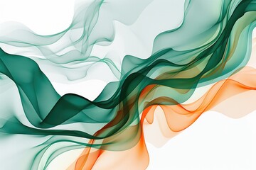 Abstract geometric cubes with pink and blue hues on a dark background. Background image of green and orange digital wave with white background. Digital art for futuristic and modern design. AIG51.