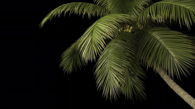 Animation wind blowing and tropical palm tree on transparent background.
Palm trees on transparent background with alpha channel.