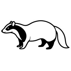 Stylized Badger Outline in Vector