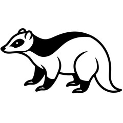 Stylized Badger Outline in Vector