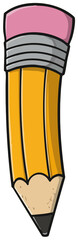 Naklejka premium Cartoon Drawing of a Pencil with Eraser, transparent background png