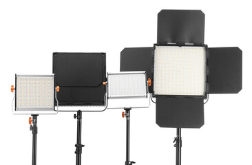 Obraz premium Professional lighting equipment isolated on white. Photo studio tool