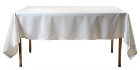 white tablecloth draped over a dining-table isolated on white background PNG. GENERATIVE AI