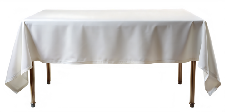 white tablecloth draped over a dining-table isolated on white background PNG. GENERATIVE AI
