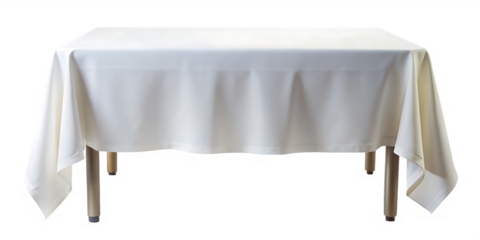 white tablecloth draped over a dining-table isolated on white background PNG. GENERATIVE AI