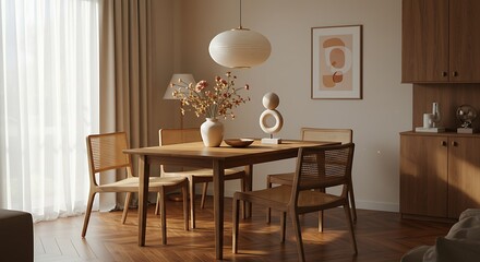 Dining Table with Chairs and Decor.