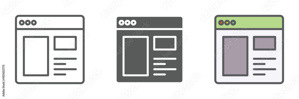 Poster layout icons set – vector illustrations in multiple styles