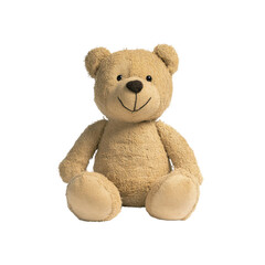 Obraz premium Adorable Beige Teddy Bear Sitting Isolated on White Background