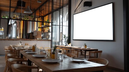 TV screen mockup for restaurant digital menu display