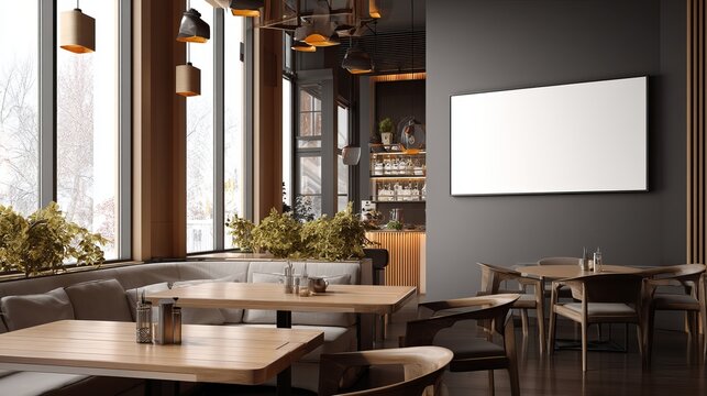 TV screen mockup for restaurant digital menu display