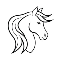 horse head side profile  flowing mane linework line art vector