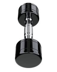 Blank Round Dumbbell, chrome weightlifting gym equipment top view, isolated on white background. 3D illustration